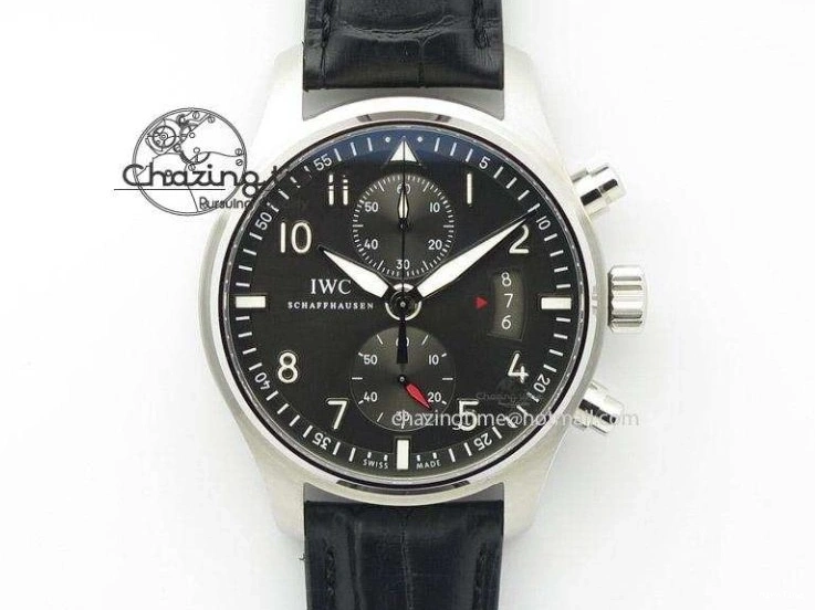 MIROTIME 0524 Pilot Chrono SS AZF 1:1 Best Edition Blue Dial on Brown Leather Strap A TimelessDesign 7060